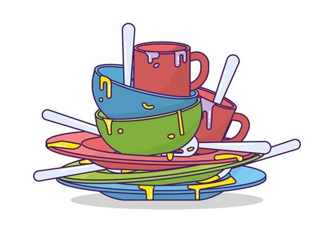 flat style vector illustration. . Dirty dishes clipart